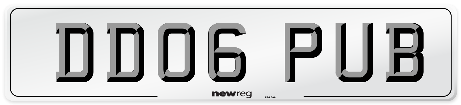 DD06 PUB Number Plate from New Reg